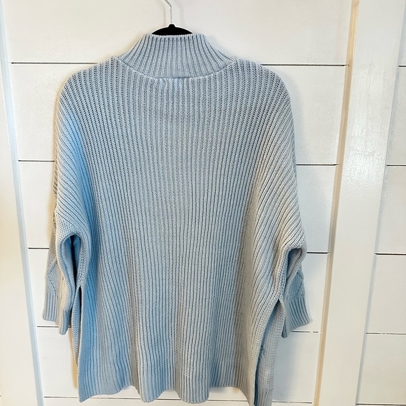 NWT MERSEA LIBSON TRAVELER OS sky blue Mock knit soft cozy acrylic coastal boho - Picture 4 of 14